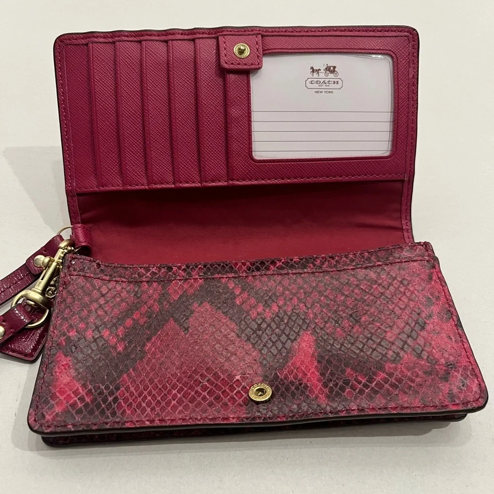 Coach Fuchsia Snakeskin Wallet - Picture 5 of 10